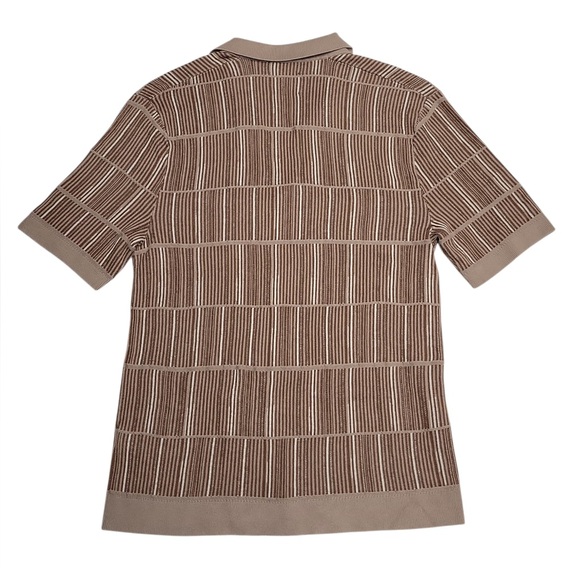 Abercrombie & Fitch Men’s M Tan Textured Knit Polo Shirt Short Sleeve Retro - Picture 2 of 7